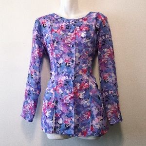 Vintage 80s Floral Button Up Tunic Top